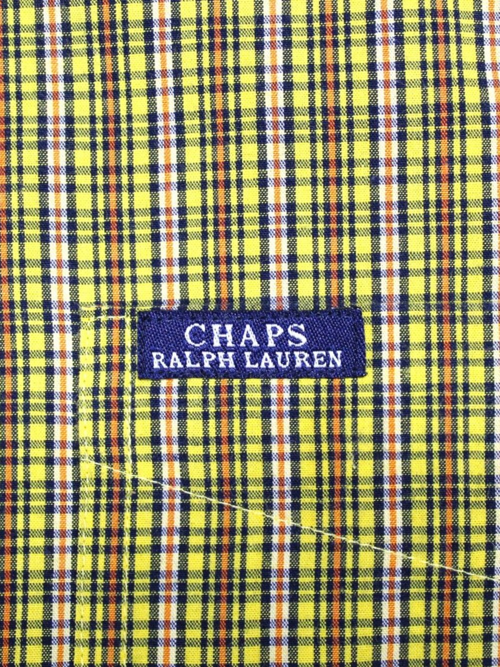 VTG CHAPS RALPH LAUREN REGULAR FIT SHIRT 100% COTTON YELLOW PLAID X-LARGE, XL